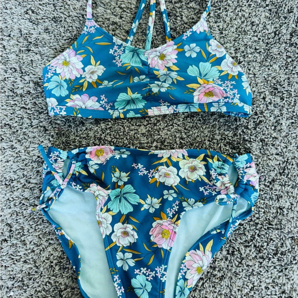 Teen Floral Blue Swim Set